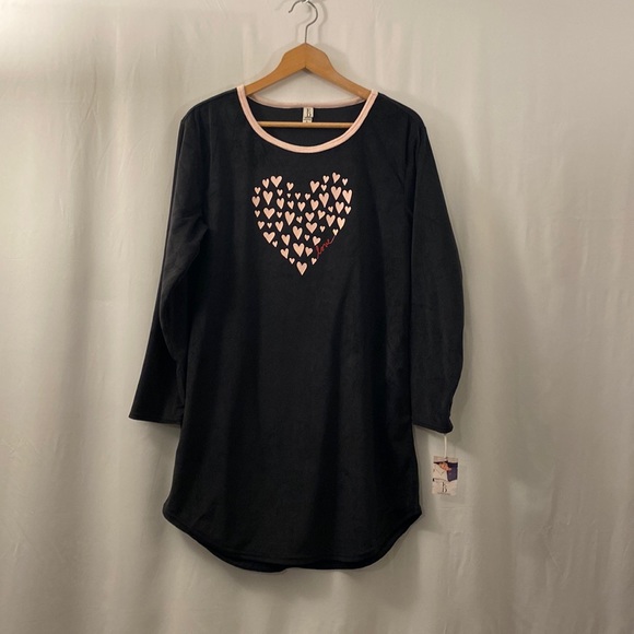 ED by Ellen Other - NWT ED Women’s Sleepwear Gown Black with Pink Hearts Large Soft and Cozy